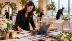 Event planner organising a business event