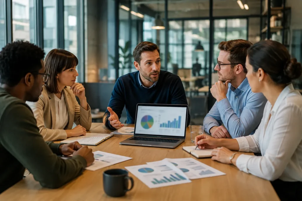 UK business founders discussing company shares and ownership structure
