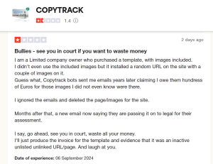 Reviews on Trustpilot copytrack 2