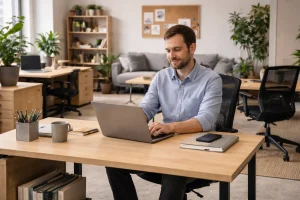 working in a sustainable start-up office