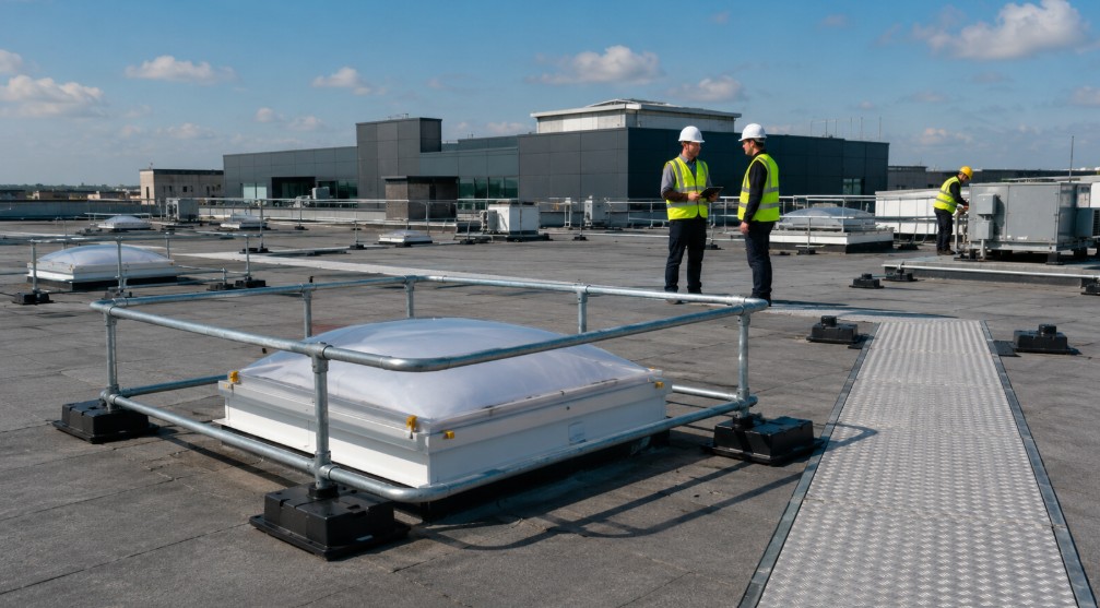 how to secure fragile roof areas in commercial buildings