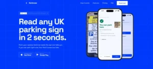 UK motorist scanning a parking sign with a smartphone to check parking rules